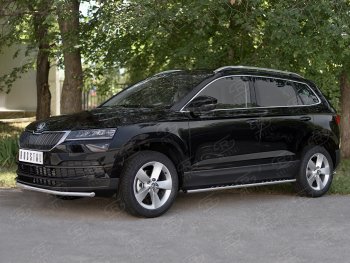 16 999 р. Защита переднего бампера (Ø42 мм, нержавейка) SLITKOFF  Skoda Karoq  NU7 (2017-2021) дорестайлинг  с доставкой в г. Краснодар. Увеличить фотографию 3