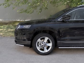 16 999 р. Защита переднего бампера (Ø42 мм, нержавейка) SLITKOFF  Skoda Karoq  NU7 (2017-2021) дорестайлинг  с доставкой в г. Краснодар. Увеличить фотографию 4