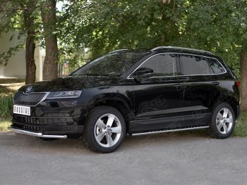 20 999 р. Защита переднего бампера (2 трубы Ø42 мм, нержавейка) SLITKOFF Skoda Karoq NU7 дорестайлинг (2017-2021)  с доставкой в г. Краснодар. Увеличить фотографию 3