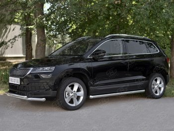 23 899 р. Защита переднего бампера (2 трубы Ø63 и 42 мм, нержавейка) SLITKOFF Skoda Karoq NU7 дорестайлинг (2017-2021)  с доставкой в г. Краснодар. Увеличить фотографию 3