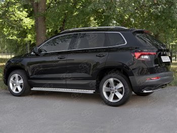 15 999 р. Защита заднего бампера (Ø42 мм, нержавейка) SLITKOFF Skoda Karoq NU7 дорестайлинг (2017-2021)  с доставкой в г. Краснодар. Увеличить фотографию 4