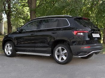 14 999 р. Защита заднего бампера (Ø42 мм волна, нержавейка) SLITKOFF  Skoda Karoq  NU7 (2017-2021) дорестайлинг  с доставкой в г. Краснодар. Увеличить фотографию 4