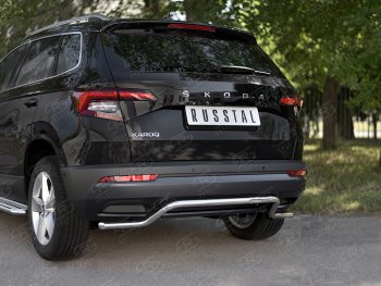 14 999 р. Защита заднего бампера (Ø42 мм волна, нержавейка) SLITKOFF  Skoda Karoq  NU7 (2017-2021) дорестайлинг  с доставкой в г. Краснодар. Увеличить фотографию 2