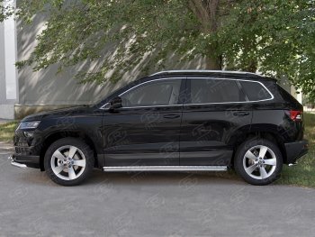 26 999 р. Пороги SLITKOFF d42 с листом  Skoda Karoq  NU7 (2017-2024) дорестайлинг, рестайлинг (лист алюминий, труба нержавейка)  с доставкой в г. Краснодар. Увеличить фотографию 3