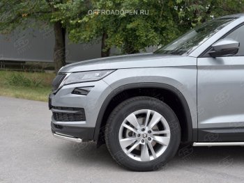 19 799 р. Защита переднего бампера (Ø63 мм, нержавейка) SLITKOFF Skoda Kodiaq NU7 дорестайлинг (2017-2021)  с доставкой в г. Краснодар. Увеличить фотографию 2