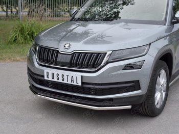 16 949 р. Защита переднего бампера (Ø42 мм, нержавейка) SLITKOFF  Skoda Kodiaq  NU7 (2017-2021) дорестайлинг  с доставкой в г. Краснодар. Увеличить фотографию 3