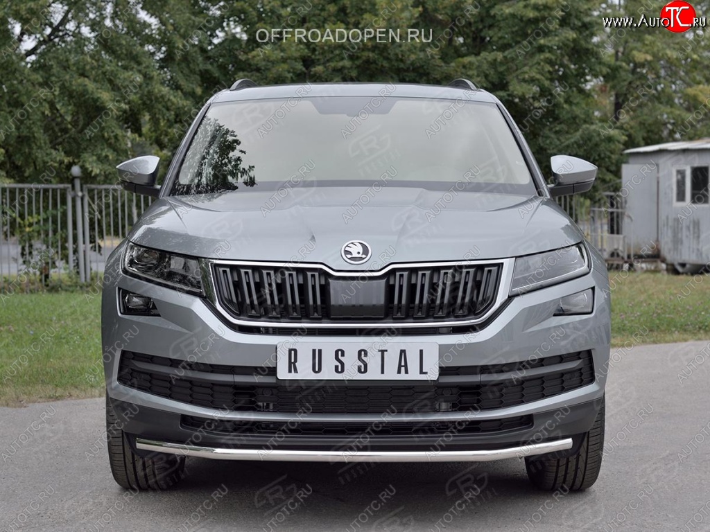 16 949 р. Защита переднего бампера (Ø42 мм, нержавейка) SLITKOFF  Skoda Kodiaq  NU7 (2017-2021) дорестайлинг  с доставкой в г. Краснодар