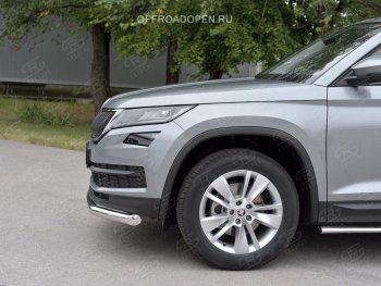 18 299 р. Защита переднего бампера (Ø63 мм, нержавейка) SLITKOFF  Skoda Kodiaq  NU7 (2017-2021) дорестайлинг  с доставкой в г. Краснодар. Увеличить фотографию 4