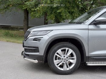 23 499 р. Защита переднего бампера (2 трубы Ø63 и 42 мм, нержавейка) SLITKOFF Skoda Kodiaq NU7 дорестайлинг (2017-2021)  с доставкой в г. Краснодар. Увеличить фотографию 3