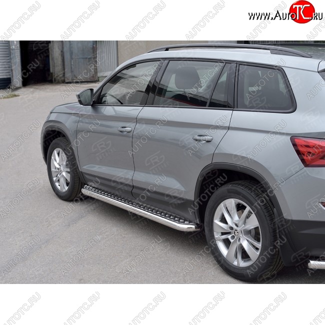 31 599 р. Широкая защита порогов с трубой диаметром 63 мм SLITKOFF v1  Skoda Kodiaq  NU7 (2017-2021) дорестайлинг  с доставкой в г. Краснодар