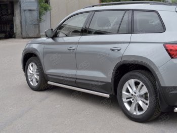 20 849 р. Защита порогов из круглой трубы диаметром 63 мм SLITKOFF v2  Skoda Kodiaq  NU7 (2017-2021) дорестайлинг  с доставкой в г. Краснодар. Увеличить фотографию 2