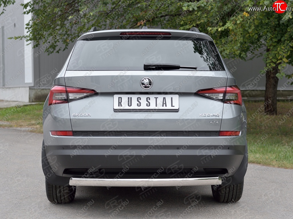 9 649 р. Защита заднего бампера d75х42 дуга Russtal  Skoda Kodiaq  NU7 (2017-2021) дорестайлинг  с доставкой в г. Краснодар