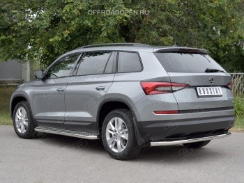 18 899 р. Защита заднего бампера (Ø63 мм, нержавейка) SLITKOFF  Skoda Kodiaq  NU7 (2017-2021) дорестайлинг  с доставкой в г. Краснодар. Увеличить фотографию 2