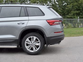 15 399 р. Защита заднего бампера (Ø42 мм, уголки, нержавейка) SLITKOFF  Skoda Kodiaq  NU7 (2017-2021) дорестайлинг  с доставкой в г. Краснодар. Увеличить фотографию 2