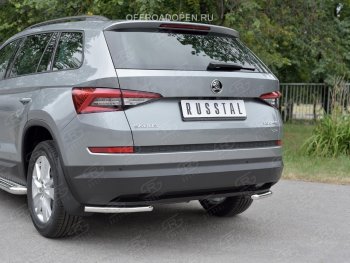 15 399 р. Защита заднего бампера (Ø42 мм, уголки, нержавейка) SLITKOFF  Skoda Kodiaq  NU7 (2017-2021) дорестайлинг  с доставкой в г. Краснодар. Увеличить фотографию 3