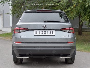 15 399 р. Защита заднего бампера (Ø42 мм, уголки, нержавейка) SLITKOFF  Skoda Kodiaq  NU7 (2017-2021) дорестайлинг  с доставкой в г. Краснодар. Увеличить фотографию 4