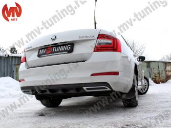 2 399 р. Накладка бампера (диффузор) MV-Tuning  Skoda Octavia  A7 (2012-2020) дорестайлинг лифтбэк, рестайлинг лифтбэк (Глянец, Неокрашенная)  с доставкой в г. Краснодар. Увеличить фотографию 2