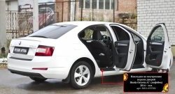 2 299 р. Накладки на порожки автомобиля RA  Skoda Octavia  A7 (2012-2020) дорестайлинг лифтбэк, дорестайлинг универсал, рестайлинг лифтбэк, рестайлинг универсал (Комплект (4 шт.))  с доставкой в г. Краснодар. Увеличить фотографию 3