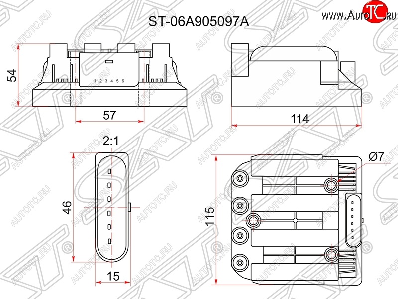 4 649 р. Катушка зажигания SAT (модуль)  Skoda Octavia ( Tour A4 1U5,  Tour A4 1U2) (1996-2000), Volkswagen Bora (1998-2005), Volkswagen Caddy  2K (2003-2010), Volkswagen Golf  4 (1997-2003), Volkswagen Touran  1T (2006-2010)  с доставкой в г. Краснодар