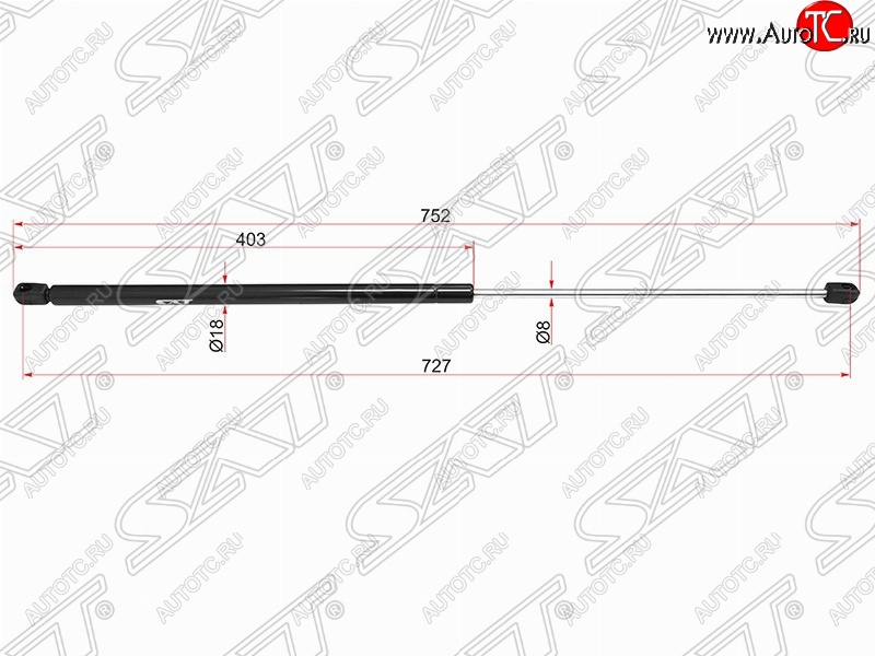 739 р. Газовый упор капота SAT  Skoda Superb ( B6 (3T),  B6 (3T5),  (B6) 3T,  B8 (3V),  B8 (3V5)) (2008-2024) лифтбэк дорестайлинг, универсал доресталийнг, лифтбэк рестайлинг, универсал рестайлинг, лифтбэк дорестайлинг, универсал дорестайлинг, лифтбэк рестайлинг, универсал рестайлинг  с доставкой в г. Краснодар