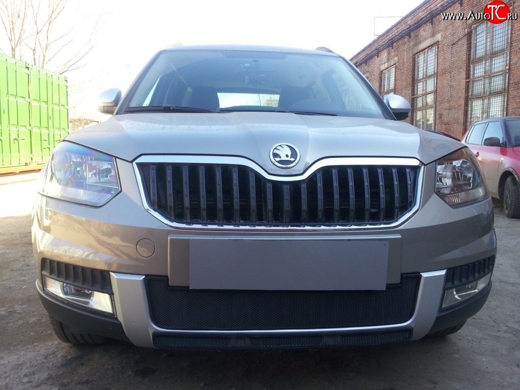 1 399 р. Нижняя сетка на бампер Outdoor Russtal (черная) Skoda Yeti (2013-2018)  с доставкой в г. Краснодар