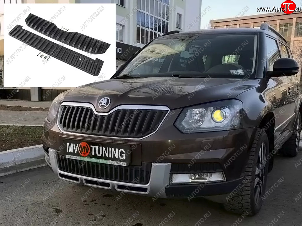 2 999 р. Заглушка решетки радиатора (верхняя, OUTDOOR) MV-Tuning  Skoda Yeti (2013-2018) (Текстурная поверхность)  с доставкой в г. Краснодар