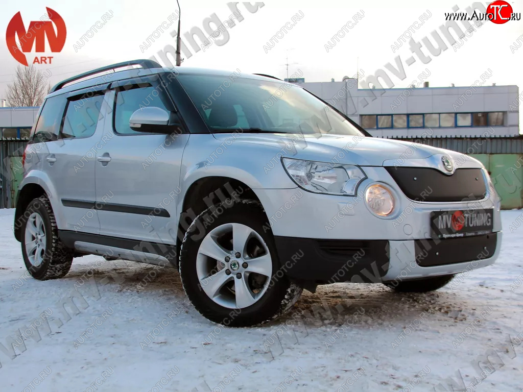 5 399 р. Зимние заглушки (шагрень, верхняя и нижняя) MV-Tuning Skoda Yeti (2009-2013) (Текстурная поверхность)  с доставкой в г. Краснодар