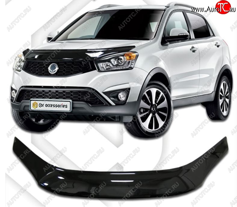 2 399 р. Дефлектор капота CA-Plastiс exclusive  SSANGYONG Actyon (2013-2021) рестайлинг (Classic черный, Без надписи)  с доставкой в г. Краснодар