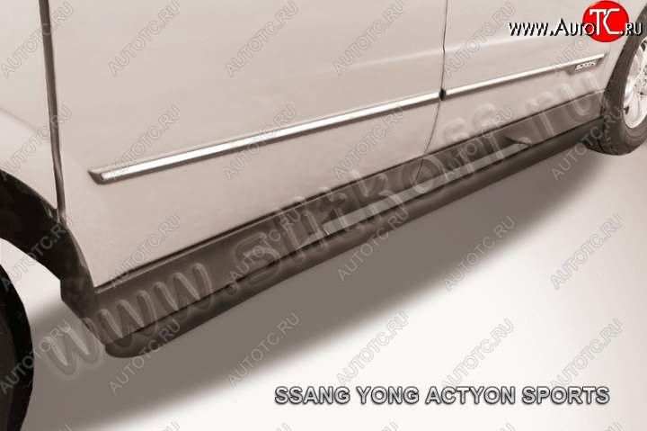 11 999 р. Защита порогов Slitkoff  SSANGYONG Actyon Sport (2012-2024) (Цвет: серебристый)  с доставкой в г. Краснодар