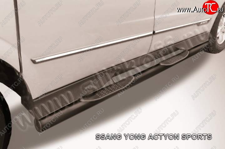 13 299 р. Защита порогов Slitkoff  SSANGYONG Actyon Sport (2012-2024) (Цвет: серебристый)  с доставкой в г. Краснодар