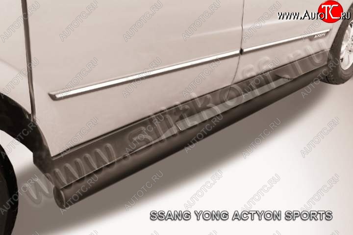 11 499 р. Защита порогов Slitkoff  SSANGYONG Actyon Sport (2012-2024) (Цвет: серебристый)  с доставкой в г. Краснодар