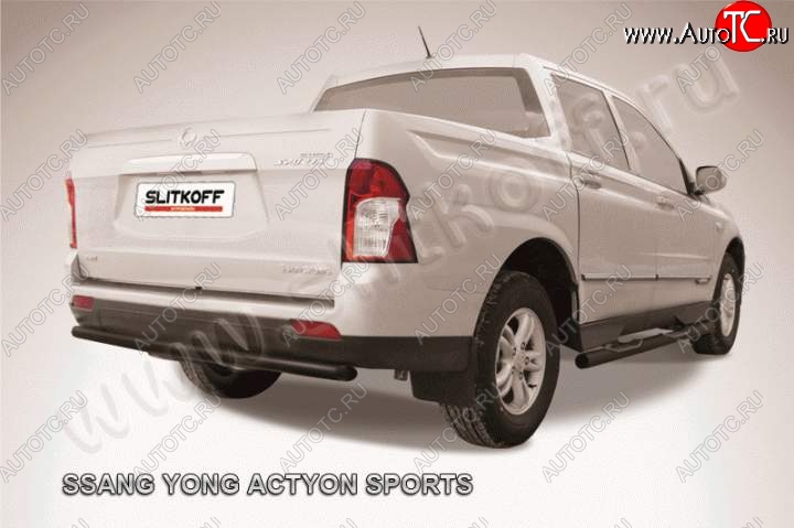 5 999 р. Защита задняя Slitkoff  SSANGYONG Actyon Sport (2012-2025) (Цвет: серебристый)  с доставкой в г. Краснодар