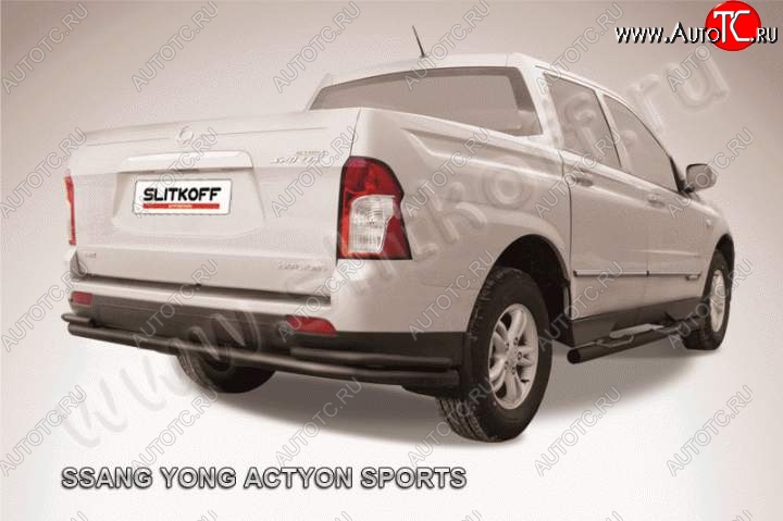 11 199 р. Защита задняя Slitkoff SSANGYONG Actyon Sport (2012-2024) (Цвет: серебристый)  с доставкой в г. Краснодар