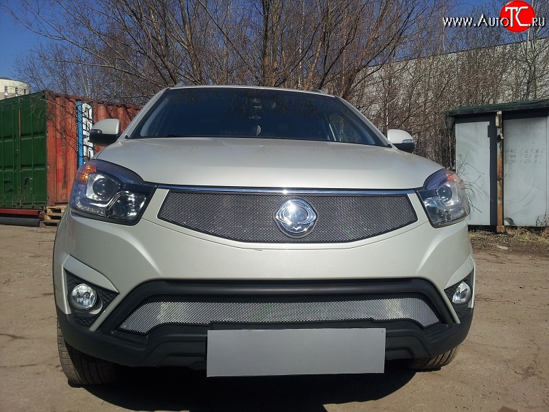 1 539 р. Нижняя сетка на бампер Russtal (хром)  SSANGYONG Actyon (2013-2021) рестайлинг  с доставкой в г. Краснодар