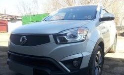 Нижняя сетка на бампер Russtal (черная) SSANGYONG (Ссан) Actyon (Актион) (2013-2021) рестайлинг