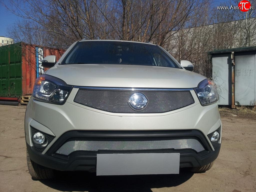 1 539 р. Верхняя сетка на бампер Russtal (хром)  SSANGYONG Actyon (2013-2021) рестайлинг  с доставкой в г. Краснодар