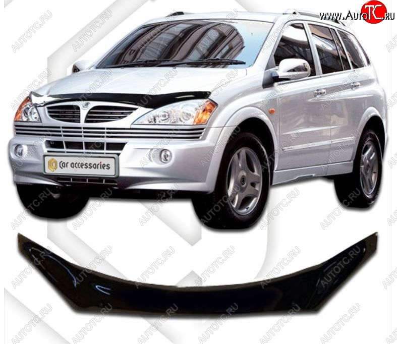 2 199 р. Дефлектор капота (exclusive ) CA-Plastiс  SSANGYONG Kyron (2005-2016) дорестайлинг, рестайлинг (серия Classic черный, Без надписи)  с доставкой в г. Краснодар