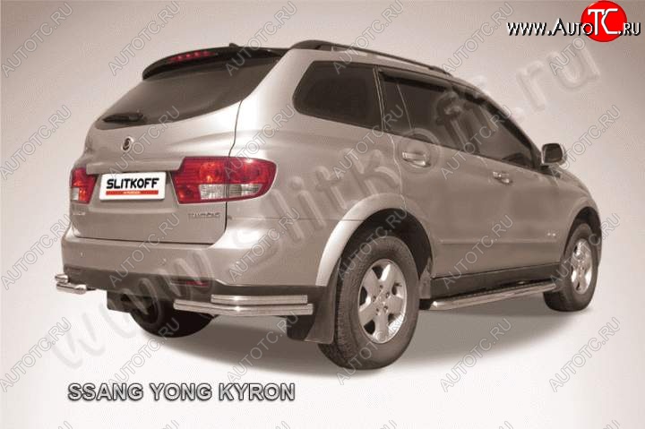 7 749 р. Уголки d57+d42 двойные  SSANGYONG Kyron (2005-2007) дорестайлинг (Цвет: серебристый)  с доставкой в г. Краснодар