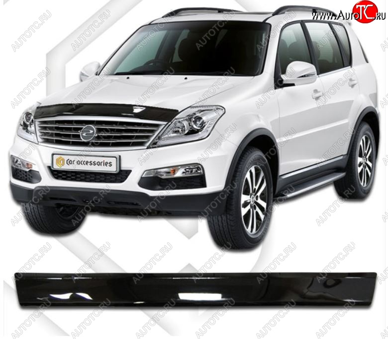 1 839 р. Дефлектор капота CA-Plastiс  SSANGYONG Rexton  Y290 (2012-2017) (Classic черный, Без надписи)  с доставкой в г. Краснодар