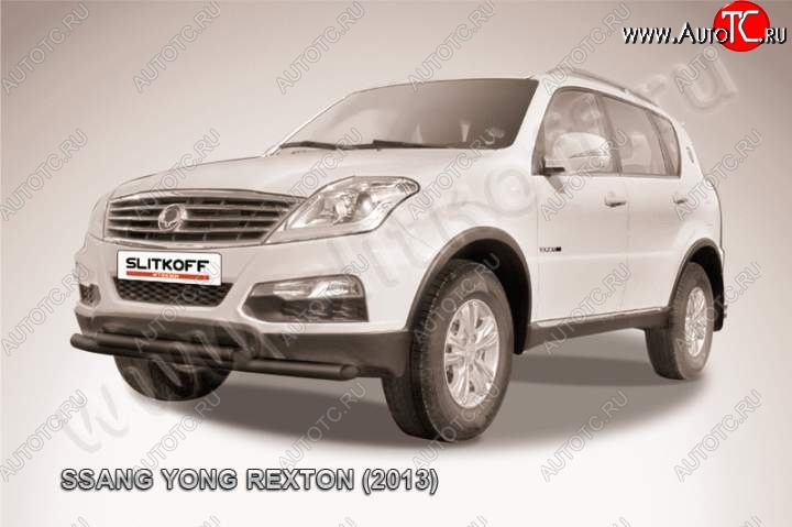 10 999 р. Защита переднего бампер Slitkoff SSANGYONG Rexton Y290 (2012-2017) (Цвет: серебристый)  с доставкой в г. Краснодар