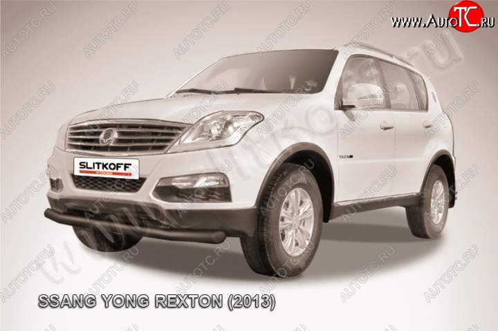 9 999 р. Защита переднего бампер Slitkoff SSANGYONG Rexton Y290 (2012-2017) (Цвет: серебристый)  с доставкой в г. Краснодар