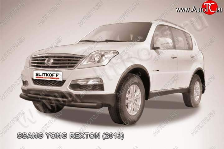 12 349 р. Защита переднего бампер Slitkoff SSANGYONG Rexton Y290 (2012-2017) (Цвет: серебристый)  с доставкой в г. Краснодар