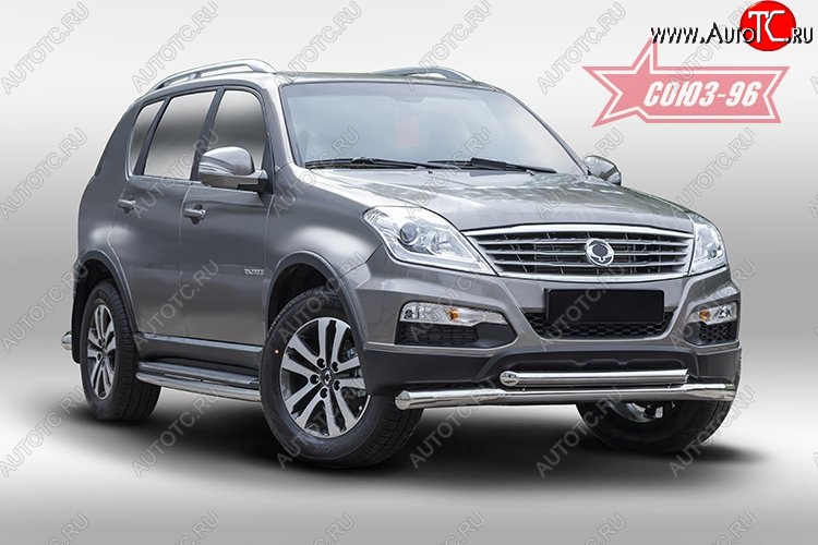 18 764 р. Защита переднего бампера двойная Souz-96 (d76/60) SSANGYONG Rexton Y290 (2012-2017)  с доставкой в г. Краснодар