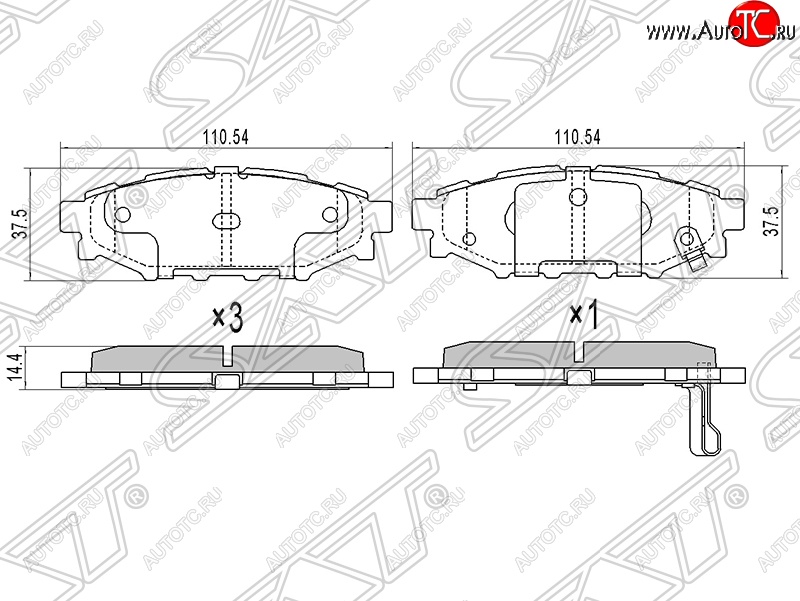 929 р. Колодки тормозные SAT (задние)  Subaru Exiga, Forester (SH,  SJ), Impreza (GE,  GH,  GJ), Legacy (BL/B13,  BL,B13,  BM/B14,  BM,B14), Outback (BP), XV (GP/G33)  с доставкой в г. Краснодар