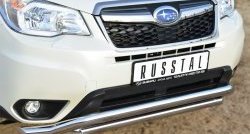 25 599 р. Защита переднего бампера (2 трубыØ63 мм, волна, нержавейка) SLITKOFF Subaru Forester SJ дорестайлинг (2012-2016)  с доставкой в г. Краснодар. Увеличить фотографию 2