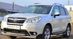 23 799 р. Защита переднего бампера (2 трубыØ76 и 63 мм, нержавейка) SLITKOFF  Subaru Forester  SJ (2012-2016) дорестайлинг  с доставкой в г. Краснодар. Увеличить фотографию 2