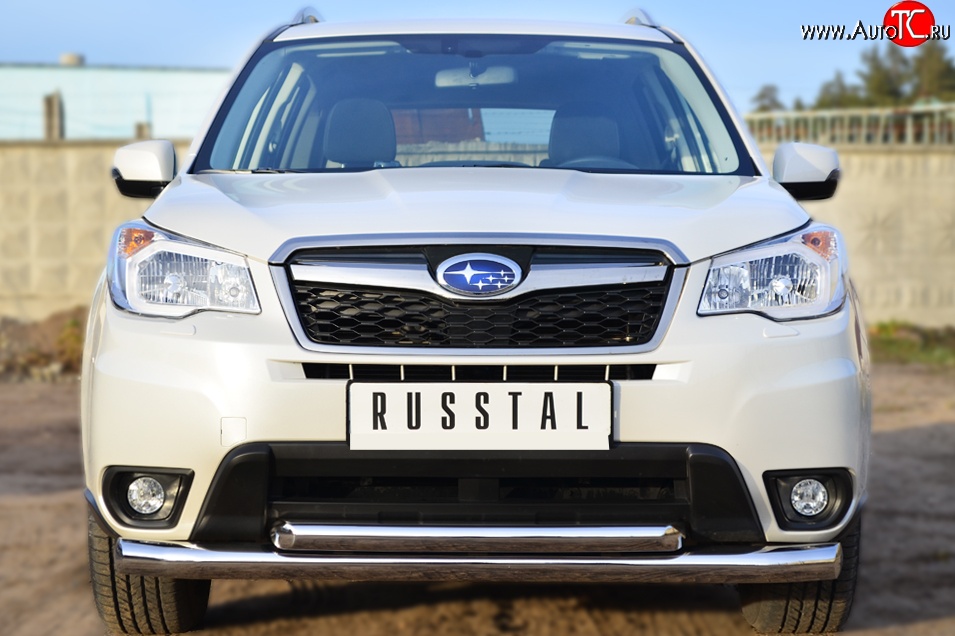 23 799 р. Защита переднего бампера (2 трубыØ76 и 63 мм, нержавейка) SLITKOFF  Subaru Forester  SJ (2012-2016) дорестайлинг  с доставкой в г. Краснодар