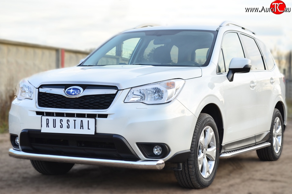 18 999 р. Одинарная защита переднего бампера диаметром 76 мм SLITKOFF  Subaru Forester  SJ (2012-2016) дорестайлинг  с доставкой в г. Краснодар