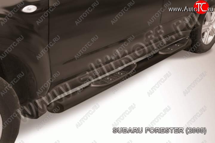 12 399 р. Защита порогов Slitkoff  Subaru Forester  SH (2008-2013) (Цвет: серебристый)  с доставкой в г. Краснодар