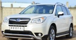 13 849 р. Защита порогов из круглой трубы диаметром 63 мм Russtal Subaru Forester SJ дорестайлинг (2012-2016) (Защита порогов с со скосами на торцах (вариант 1))  с доставкой в г. Краснодар. Увеличить фотографию 4